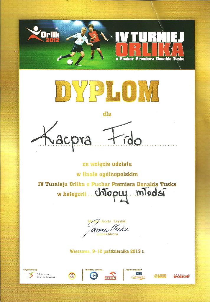 Udział w finale ogólnopolskim IV Turnieju Orlika o Puchar Premiera Donalda Tuska